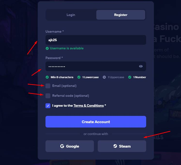 Duel promo code invoeren